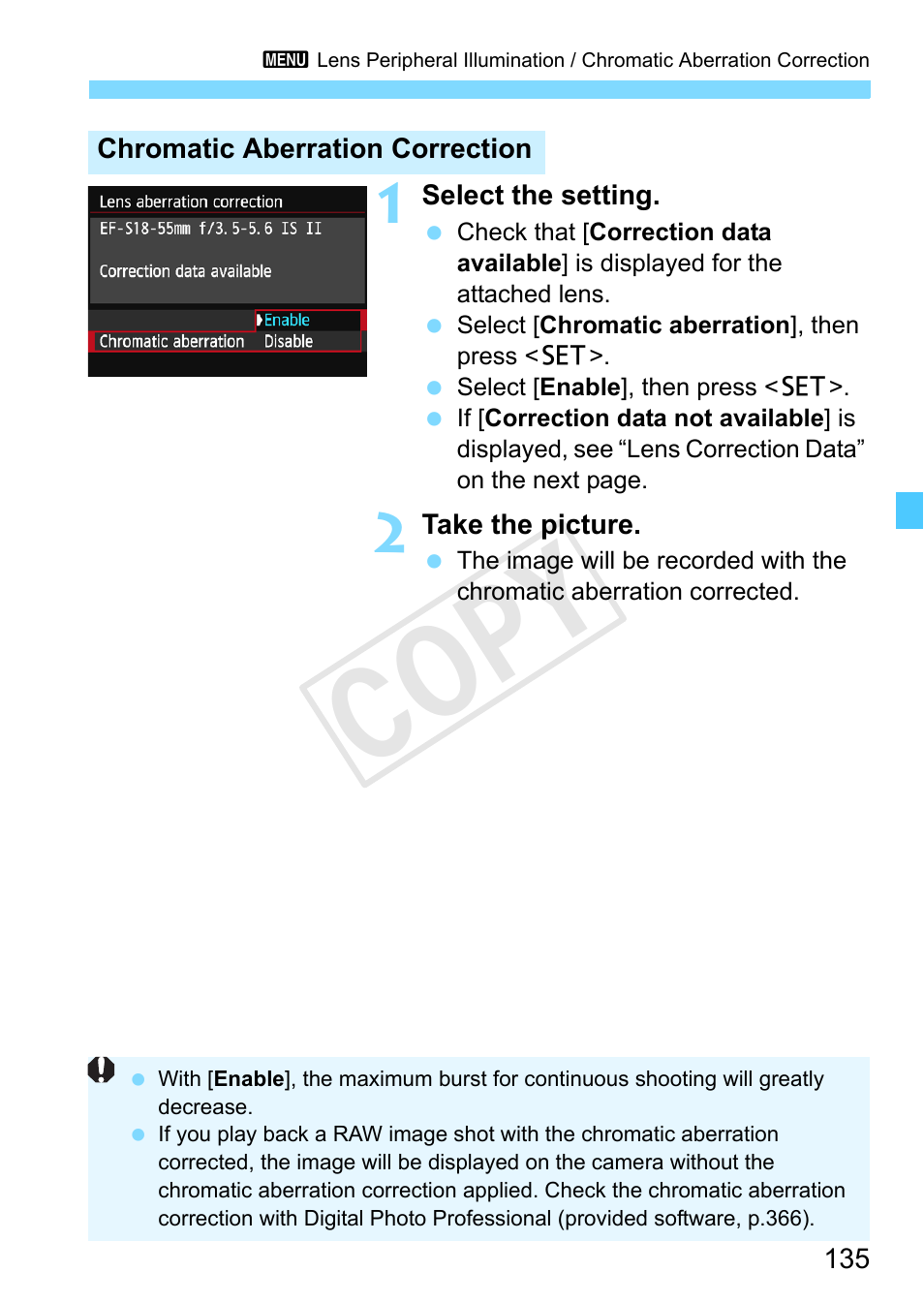 P.135, Cop y | Canon EOS Rebel SL1 18-55mm IS STM Lens Kit User Manual | Page 135 / 388