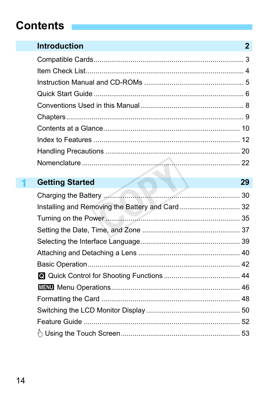 Canon EOS Rebel SL1 18-55mm IS STM Lens Kit User Manual | Page 14 / 388