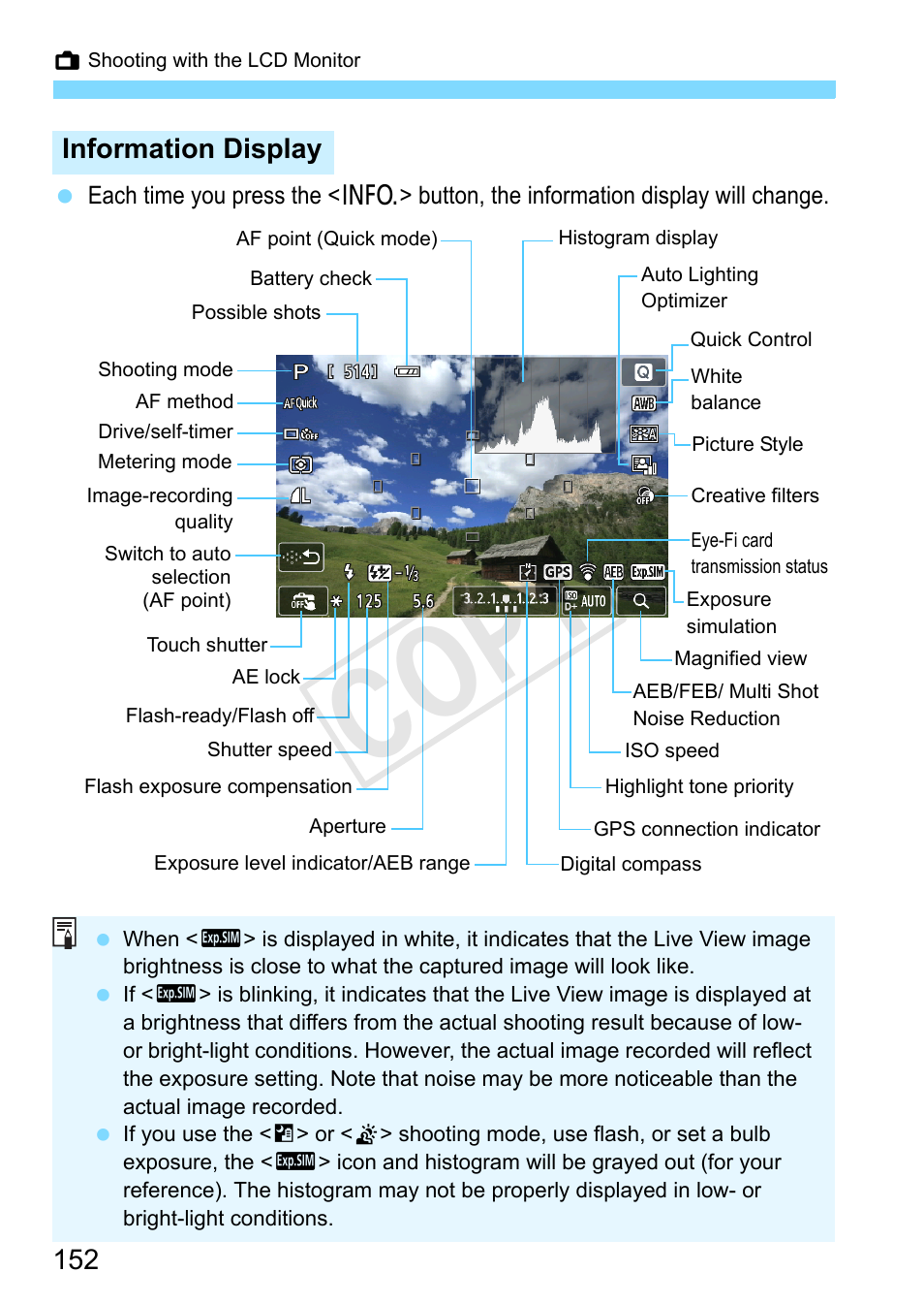 Cop y | Canon EOS Rebel SL1 18-55mm IS STM Lens Kit User Manual | Page 152 / 388