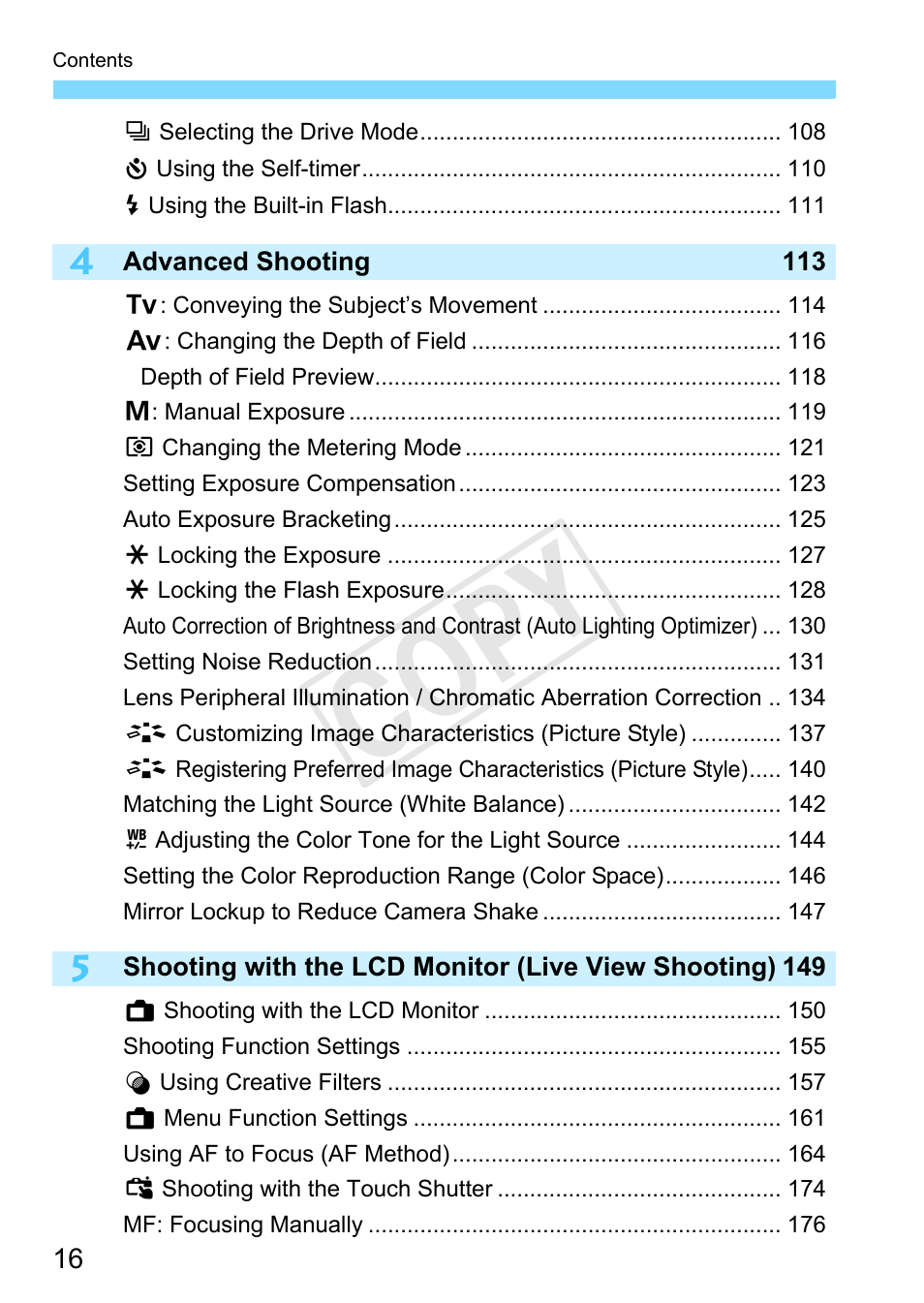 C op y | Canon EOS Rebel SL1 18-55mm IS STM Lens Kit User Manual | Page 16 / 388