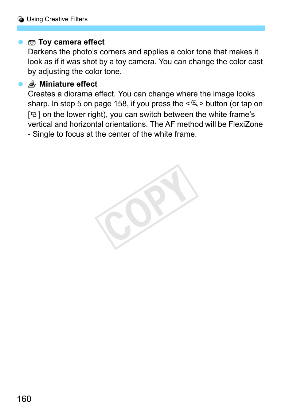 Cop y | Canon EOS Rebel SL1 18-55mm IS STM Lens Kit User Manual | Page 160 / 388
