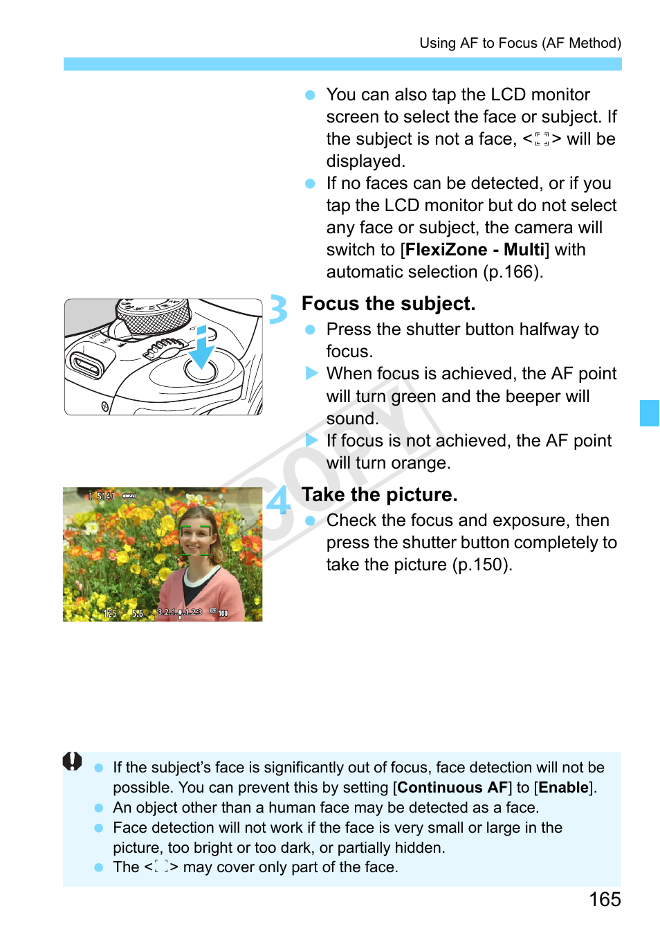 Cop y | Canon EOS Rebel SL1 18-55mm IS STM Lens Kit User Manual | Page 165 / 388
