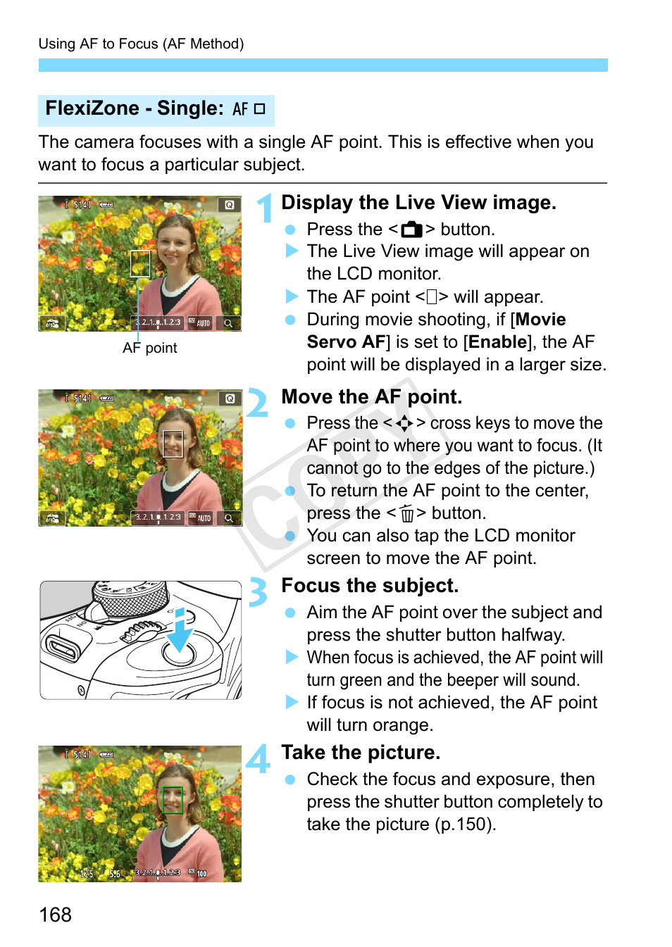 P.168), and, Cop y | Canon EOS Rebel SL1 18-55mm IS STM Lens Kit User Manual | Page 168 / 388