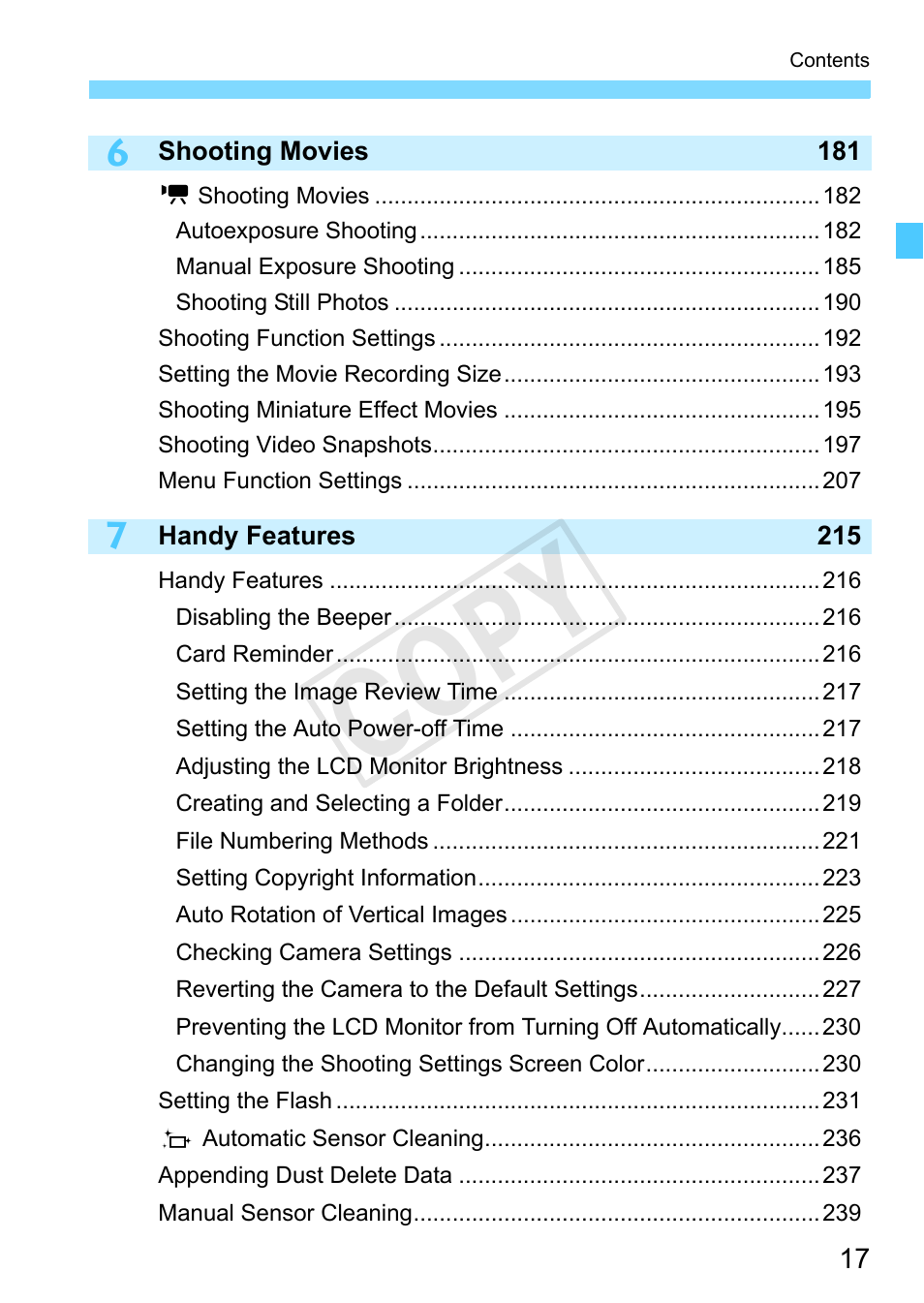 Cop y | Canon EOS Rebel SL1 18-55mm IS STM Lens Kit User Manual | Page 17 / 388