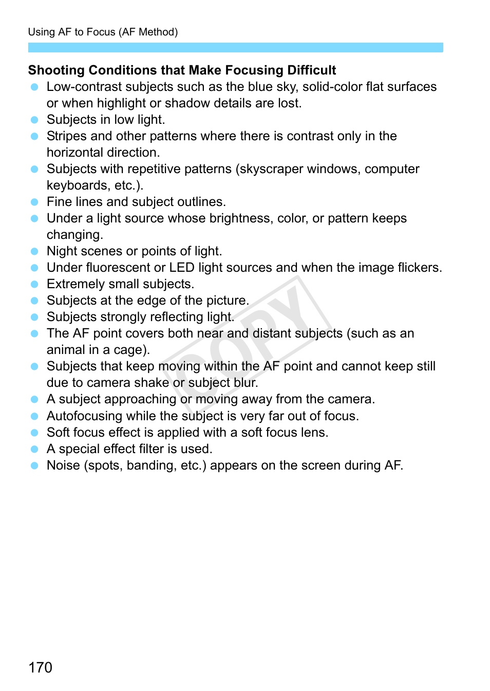Cop y | Canon EOS Rebel SL1 18-55mm IS STM Lens Kit User Manual | Page 170 / 388