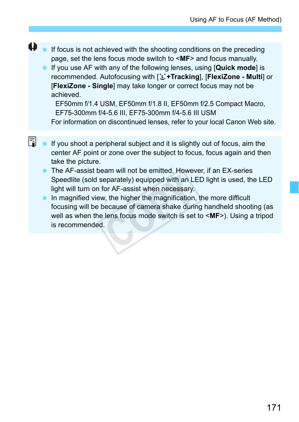 Cop y | Canon EOS Rebel SL1 18-55mm IS STM Lens Kit User Manual | Page 171 / 388