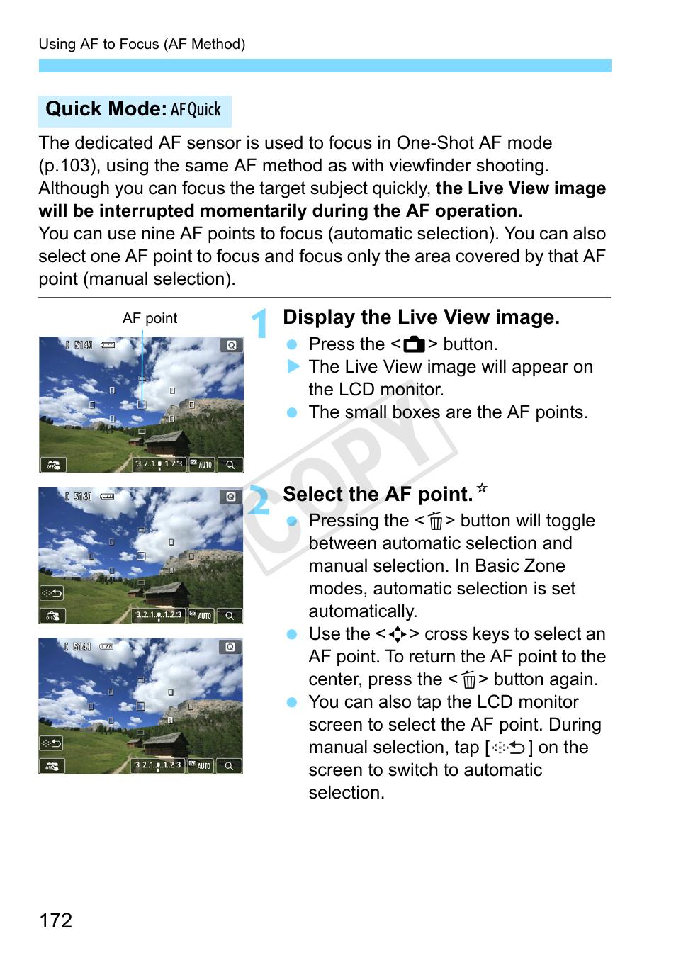 P.172), Cop y | Canon EOS Rebel SL1 18-55mm IS STM Lens Kit User Manual | Page 172 / 388
