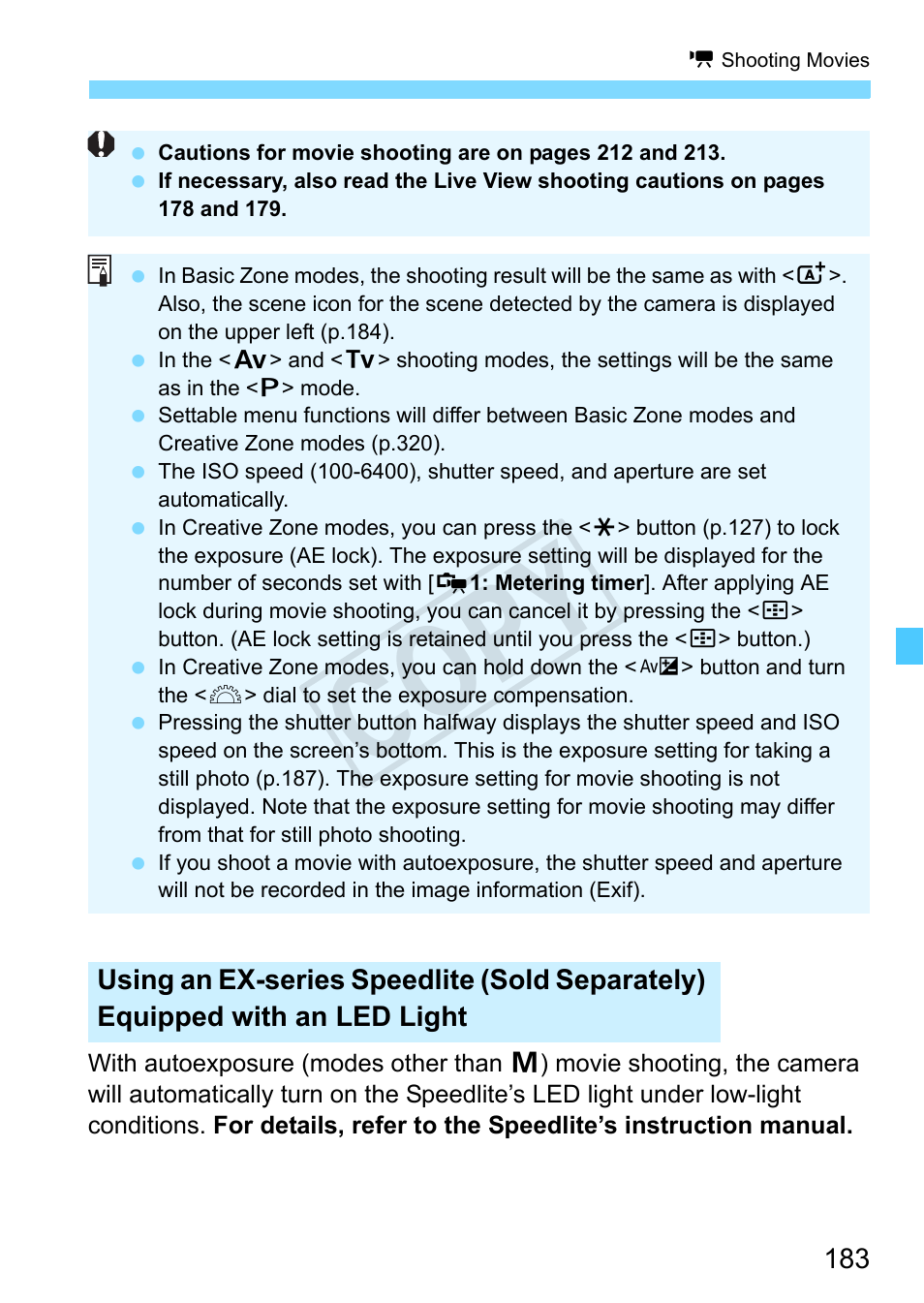 Cop y | Canon EOS Rebel SL1 18-55mm IS STM Lens Kit User Manual | Page 183 / 388