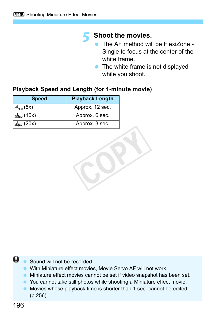 Cop y | Canon EOS Rebel SL1 18-55mm IS STM Lens Kit User Manual | Page 196 / 388
