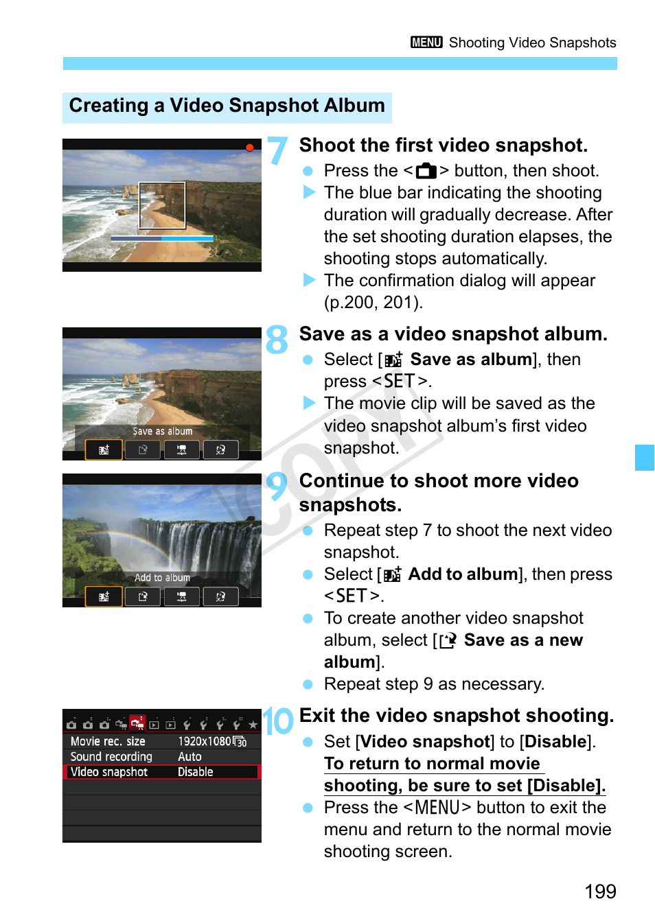 Cop y | Canon EOS Rebel SL1 18-55mm IS STM Lens Kit User Manual | Page 199 / 388