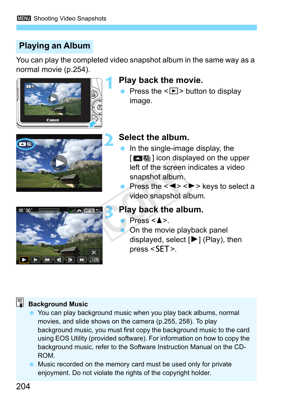 Cop y | Canon EOS Rebel SL1 18-55mm IS STM Lens Kit User Manual | Page 204 / 388