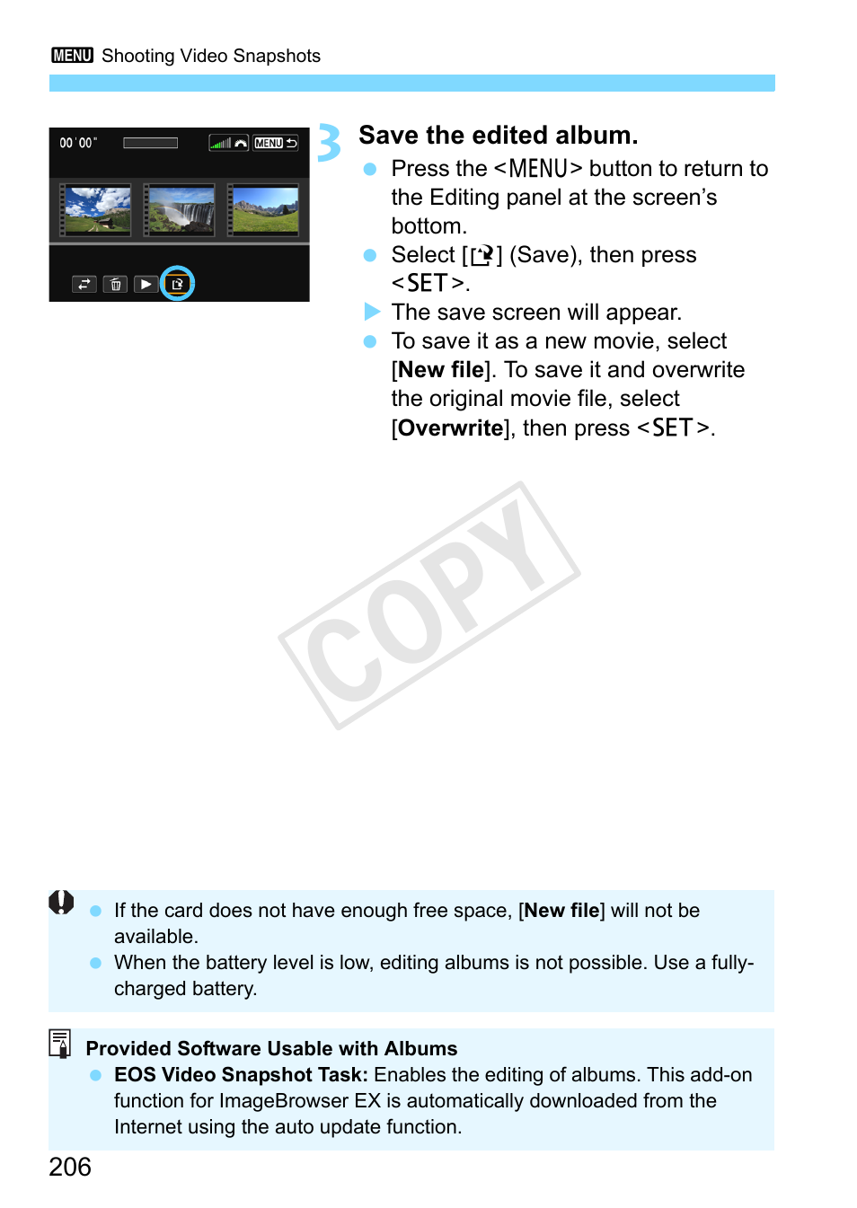 Cop y | Canon EOS Rebel SL1 18-55mm IS STM Lens Kit User Manual | Page 206 / 388