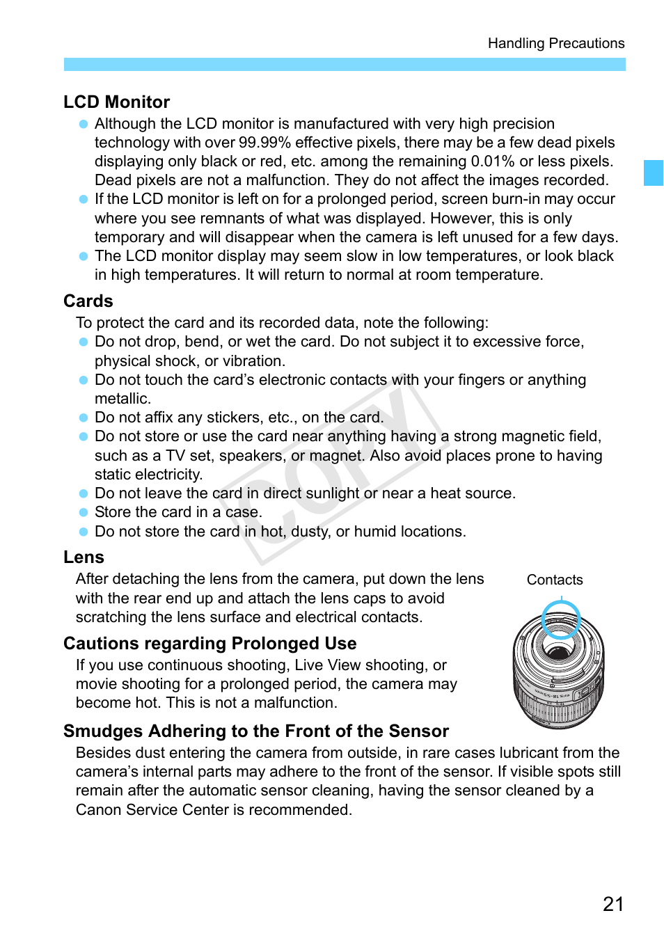 Cop y | Canon EOS Rebel SL1 18-55mm IS STM Lens Kit User Manual | Page 21 / 388