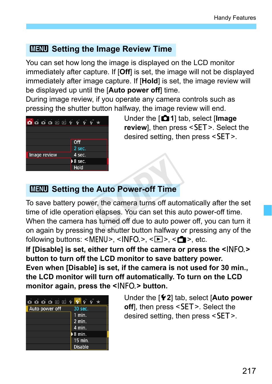 P.217), P.217, P.217). if | Me (p.217), Cop y | Canon EOS Rebel SL1 18-55mm IS STM Lens Kit User Manual | Page 217 / 388