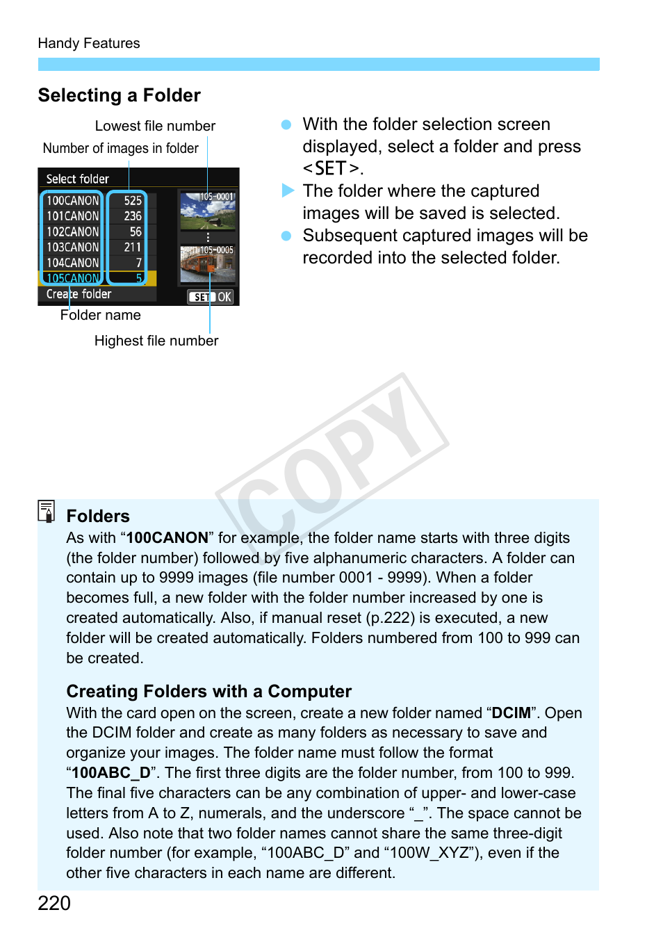 Cop y | Canon EOS Rebel SL1 18-55mm IS STM Lens Kit User Manual | Page 220 / 388