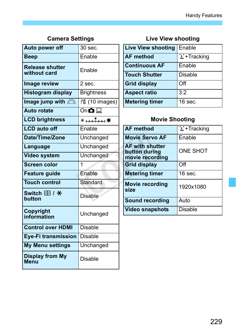 Cop y | Canon EOS Rebel SL1 18-55mm IS STM Lens Kit User Manual | Page 229 / 388
