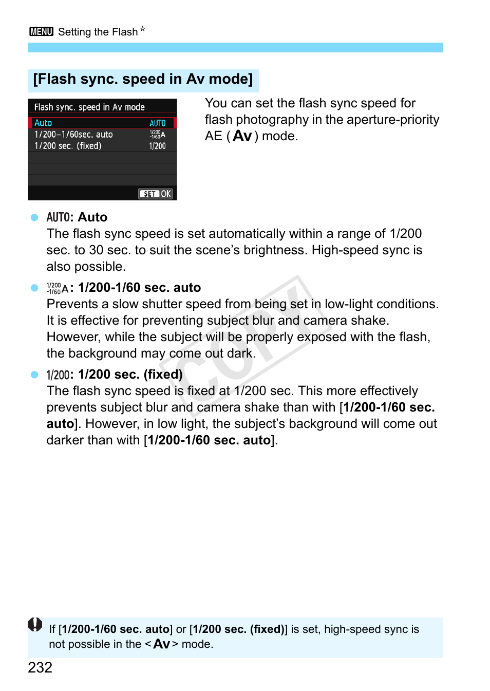 Cop y | Canon EOS Rebel SL1 18-55mm IS STM Lens Kit User Manual | Page 232 / 388