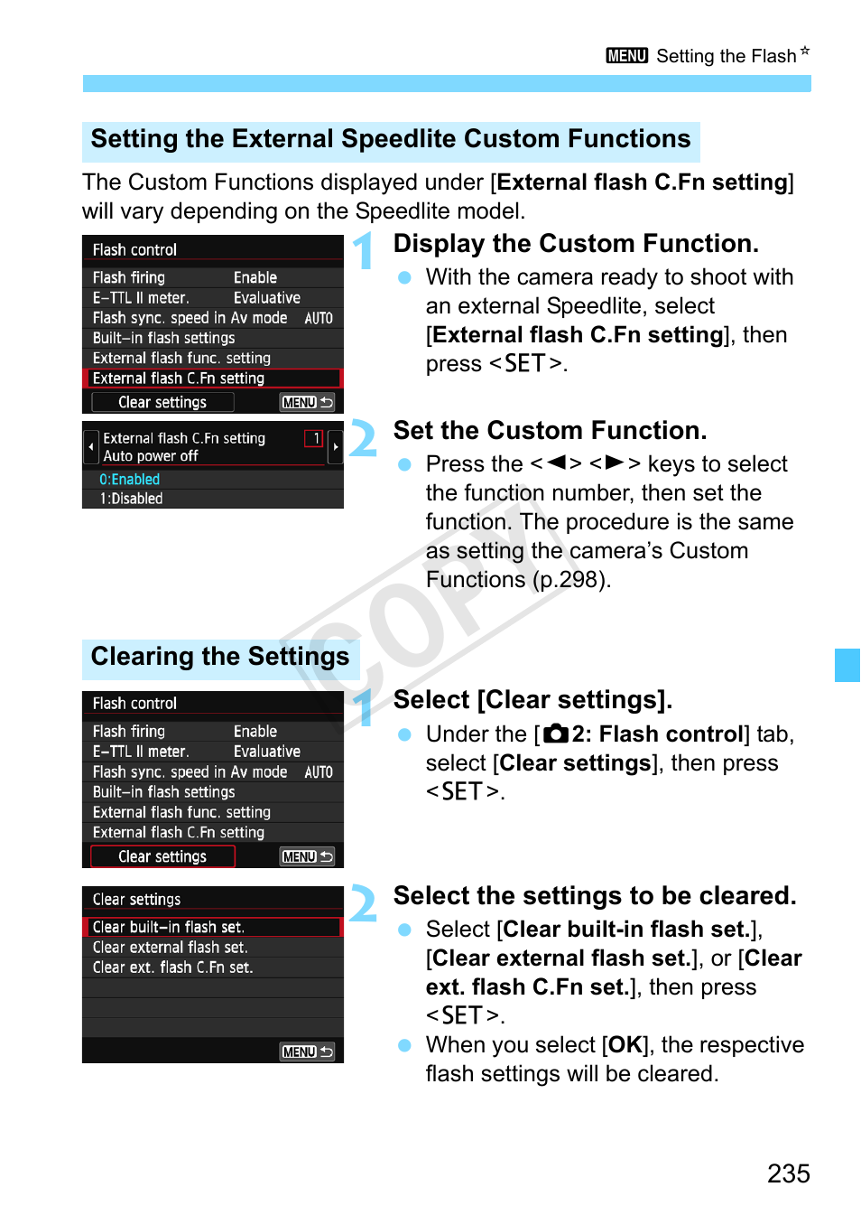 Cop y | Canon EOS Rebel SL1 18-55mm IS STM Lens Kit User Manual | Page 235 / 388