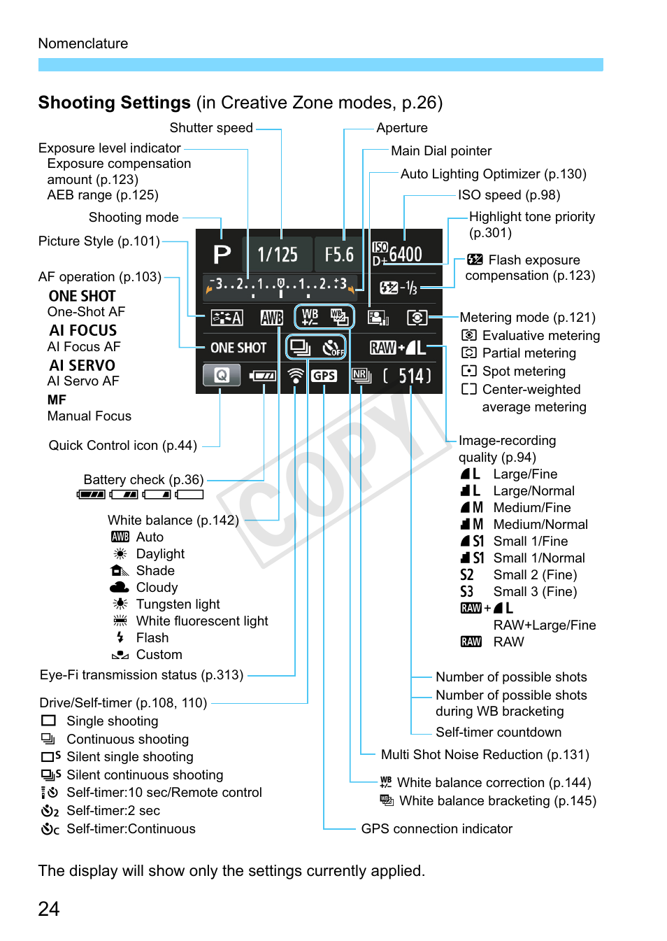 Cop y | Canon EOS Rebel SL1 18-55mm IS STM Lens Kit User Manual | Page 24 / 388