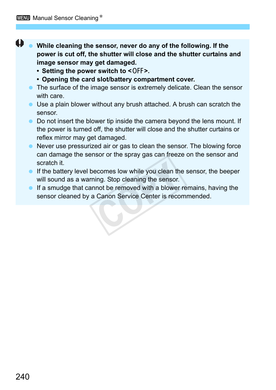 Cop y | Canon EOS Rebel SL1 18-55mm IS STM Lens Kit User Manual | Page 240 / 388