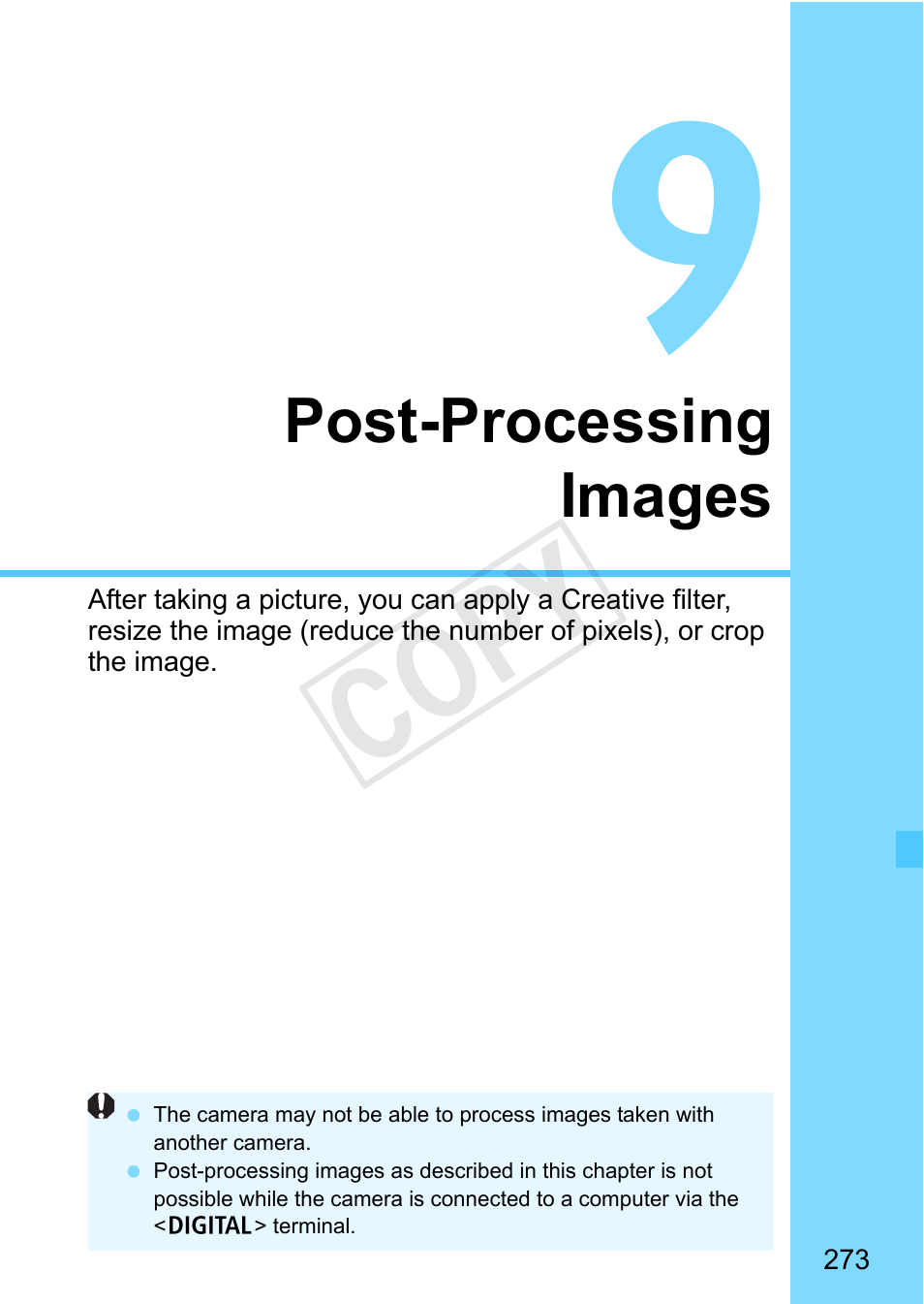 Post-processing images, Cop y | Canon EOS Rebel SL1 18-55mm IS STM Lens Kit User Manual | Page 273 / 388