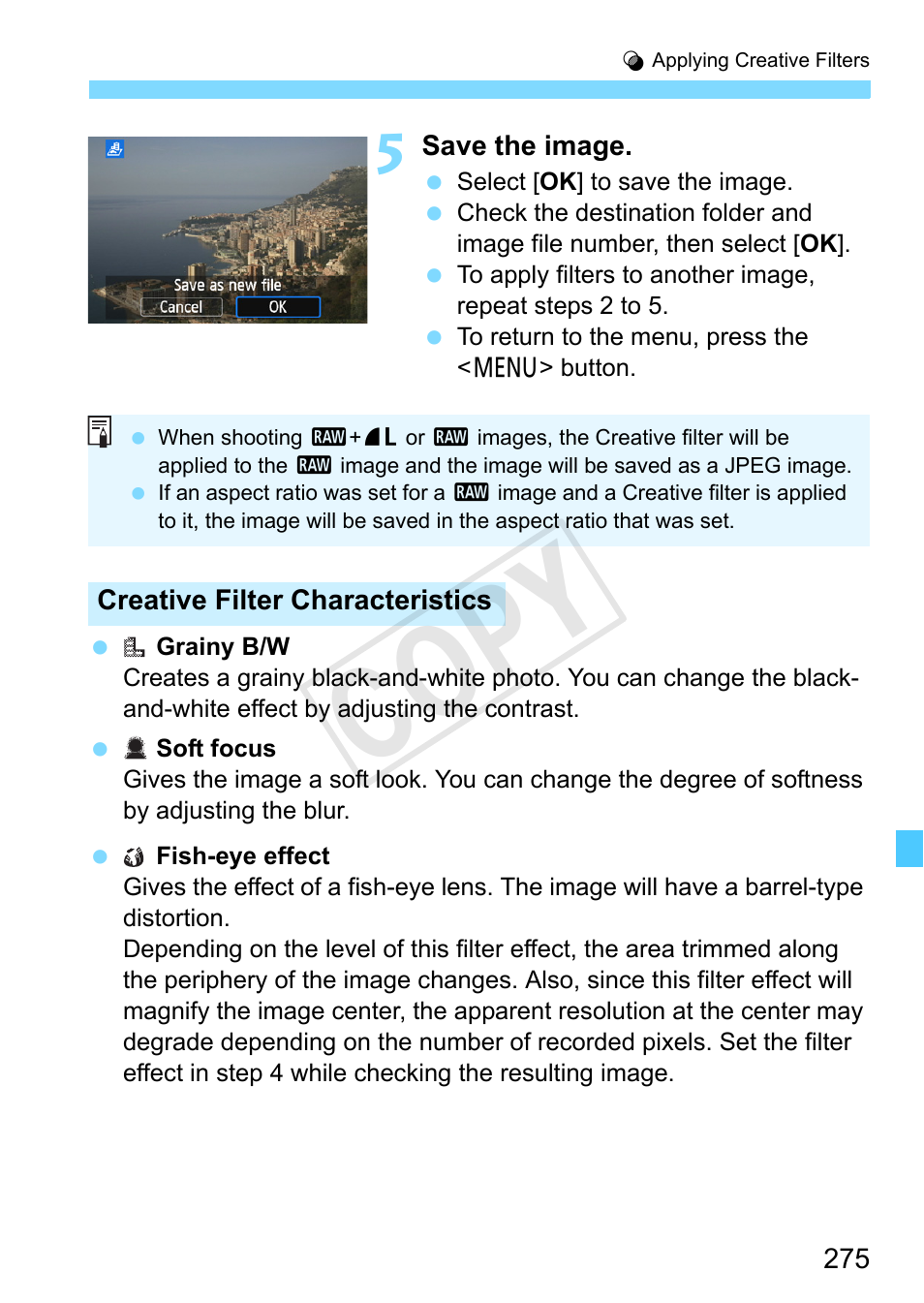 Cop y | Canon EOS Rebel SL1 18-55mm IS STM Lens Kit User Manual | Page 275 / 388