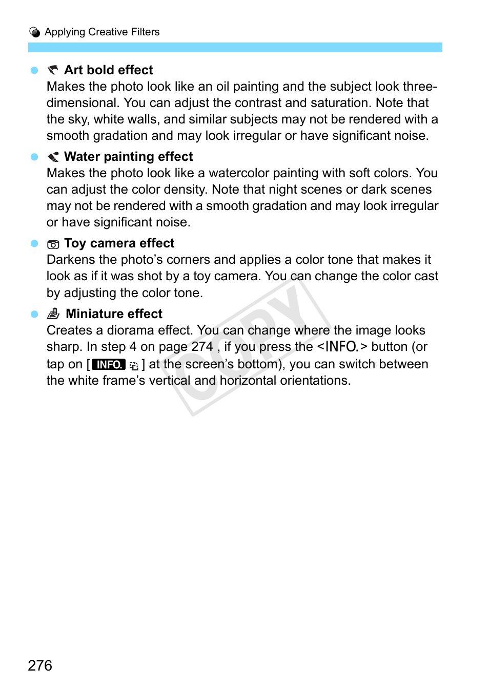Cop y | Canon EOS Rebel SL1 18-55mm IS STM Lens Kit User Manual | Page 276 / 388
