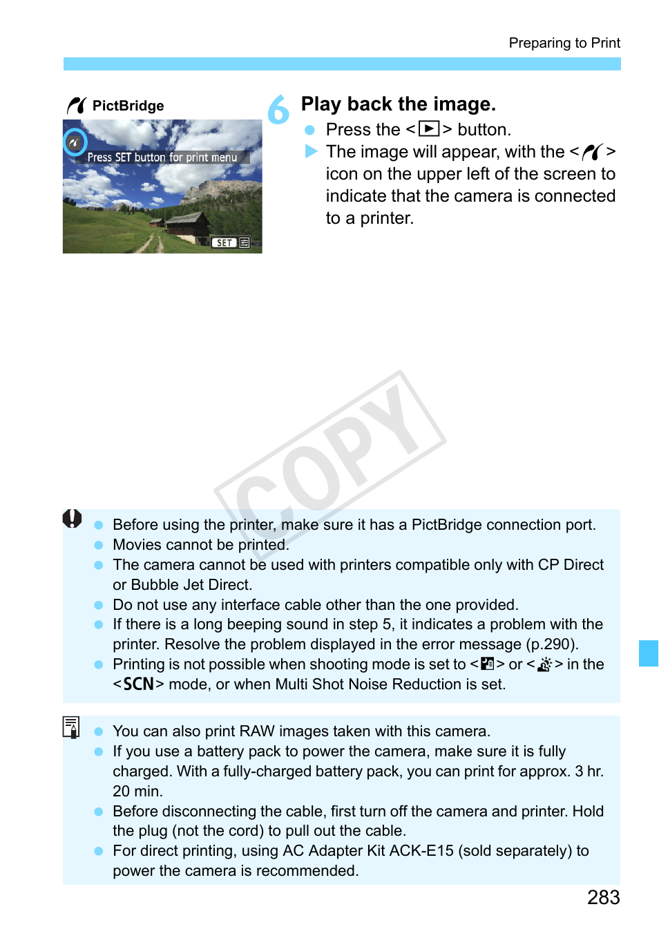 Cop y | Canon EOS Rebel SL1 18-55mm IS STM Lens Kit User Manual | Page 283 / 388