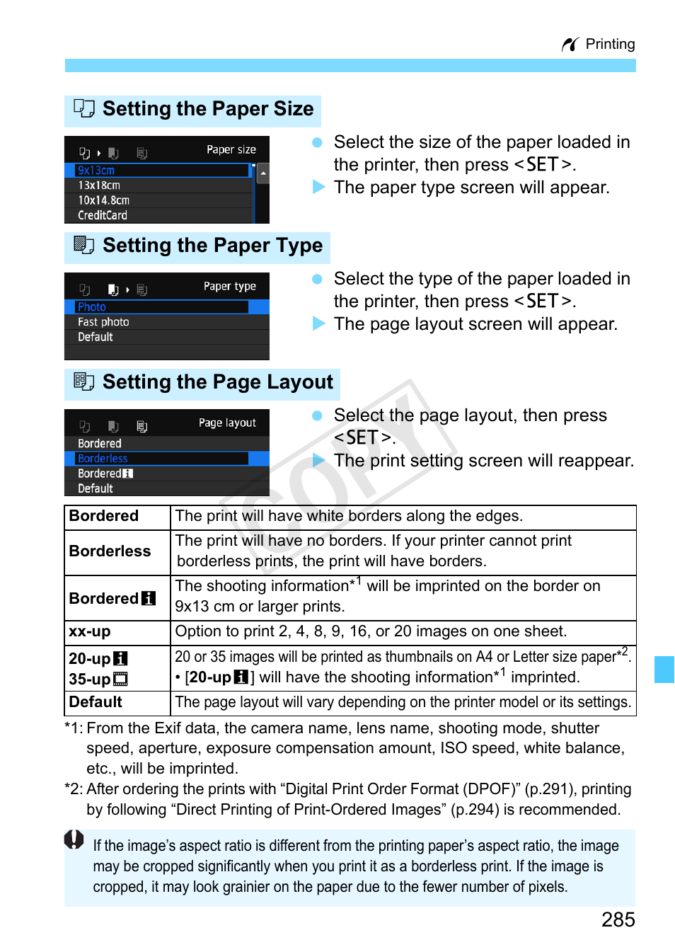 Cop y | Canon EOS Rebel SL1 18-55mm IS STM Lens Kit User Manual | Page 285 / 388