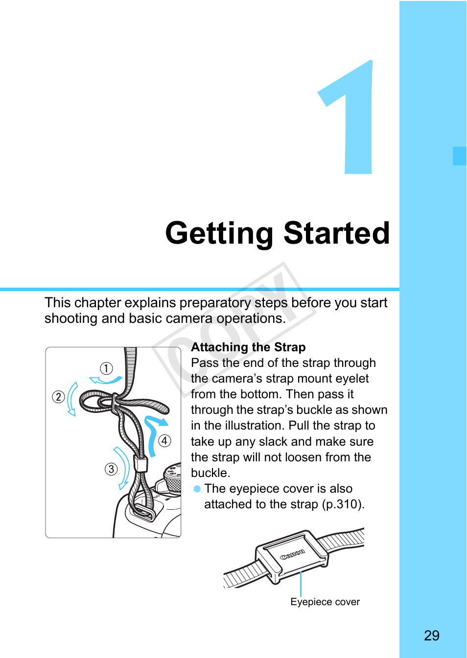 Getting started, P.29), Cop y | Canon EOS Rebel SL1 18-55mm IS STM Lens Kit User Manual | Page 29 / 388
