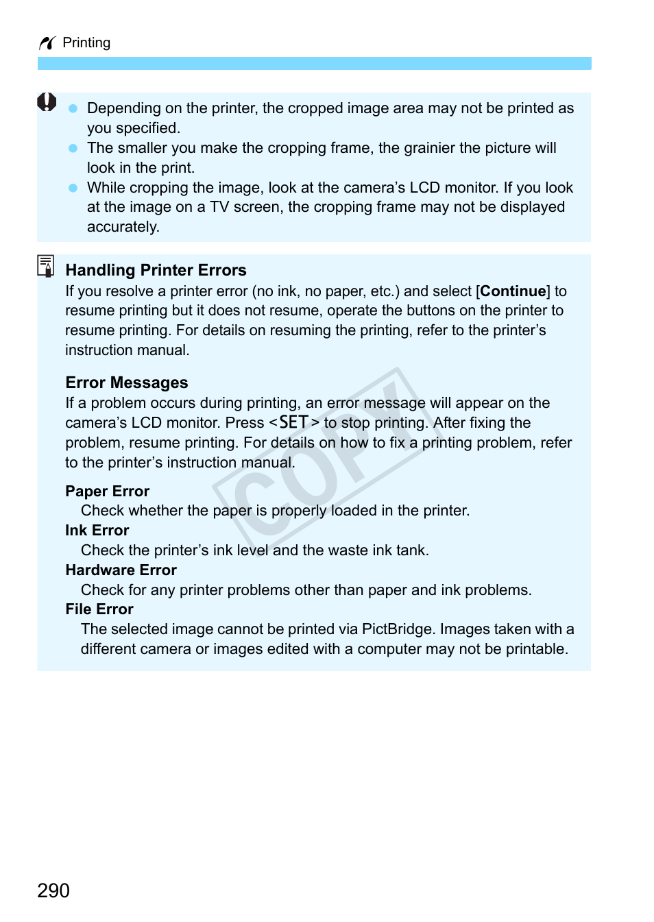 Cop y | Canon EOS Rebel SL1 18-55mm IS STM Lens Kit User Manual | Page 290 / 388
