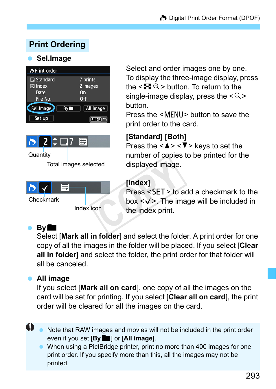Cop y | Canon EOS Rebel SL1 18-55mm IS STM Lens Kit User Manual | Page 293 / 388