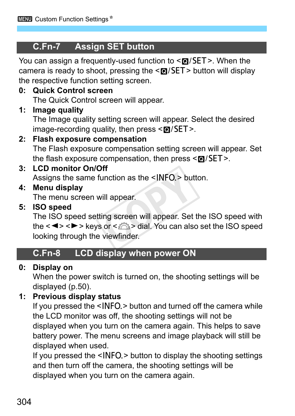 P.304, Cop y | Canon EOS Rebel SL1 18-55mm IS STM Lens Kit User Manual | Page 304 / 388
