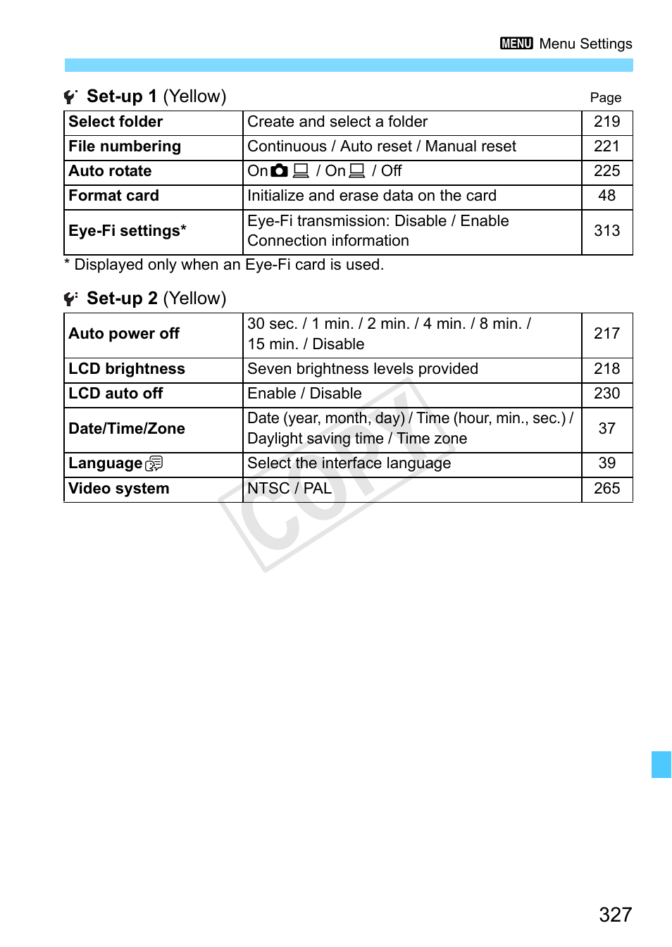 Cop y | Canon EOS Rebel SL1 18-55mm IS STM Lens Kit User Manual | Page 327 / 388