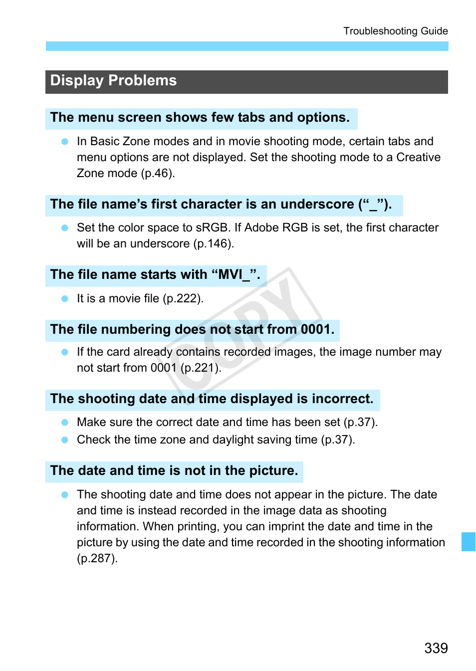 C op y | Canon EOS Rebel SL1 18-55mm IS STM Lens Kit User Manual | Page 339 / 388
