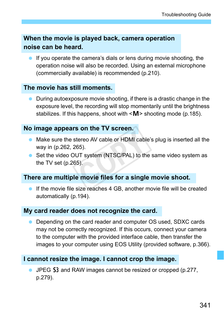 Cop y | Canon EOS Rebel SL1 18-55mm IS STM Lens Kit User Manual | Page 341 / 388