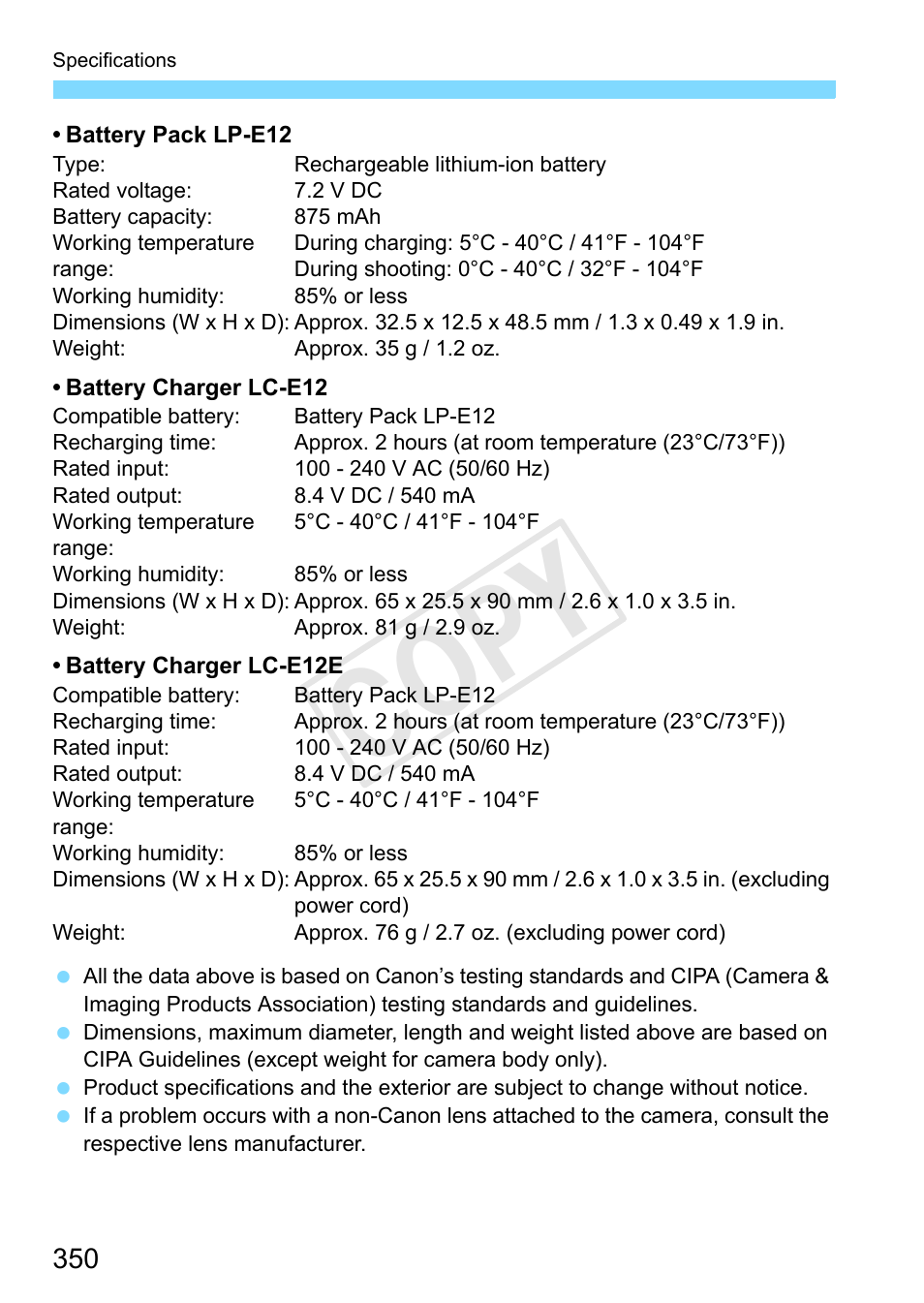 Cop y | Canon EOS Rebel SL1 18-55mm IS STM Lens Kit User Manual | Page 350 / 388