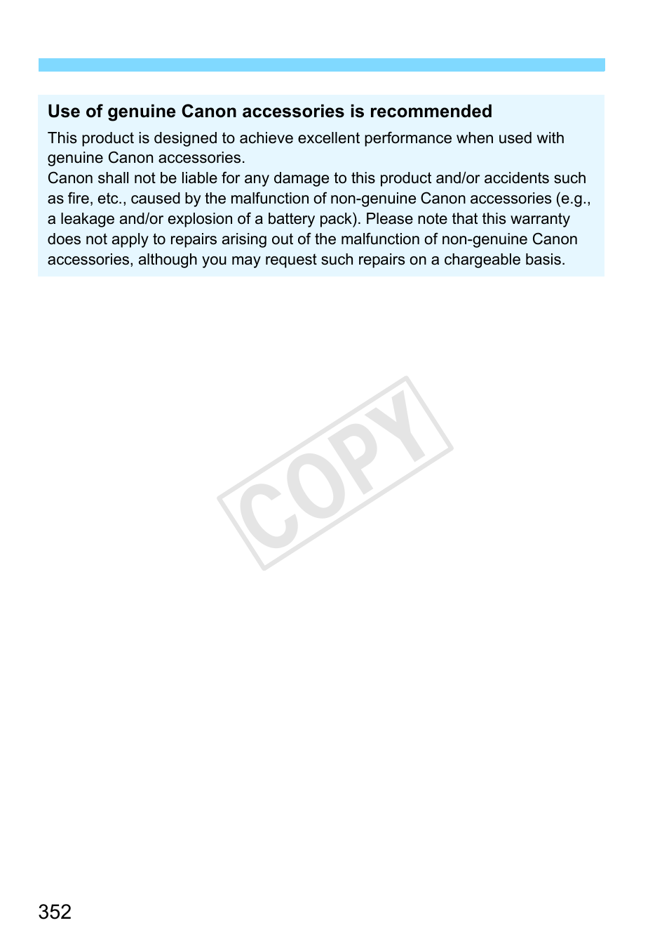 Cop y | Canon EOS Rebel SL1 18-55mm IS STM Lens Kit User Manual | Page 352 / 388