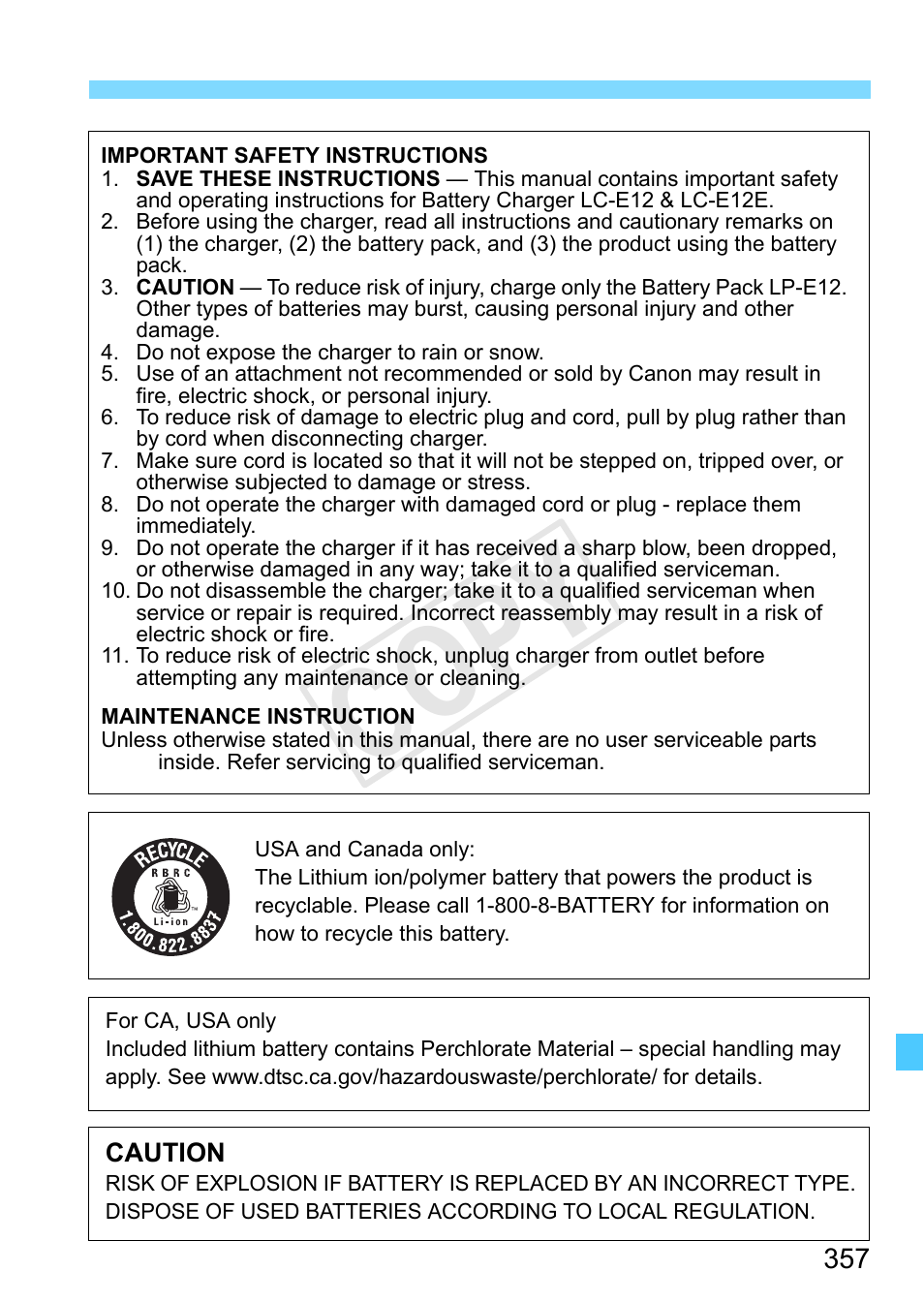 Cop y | Canon EOS Rebel SL1 18-55mm IS STM Lens Kit User Manual | Page 357 / 388