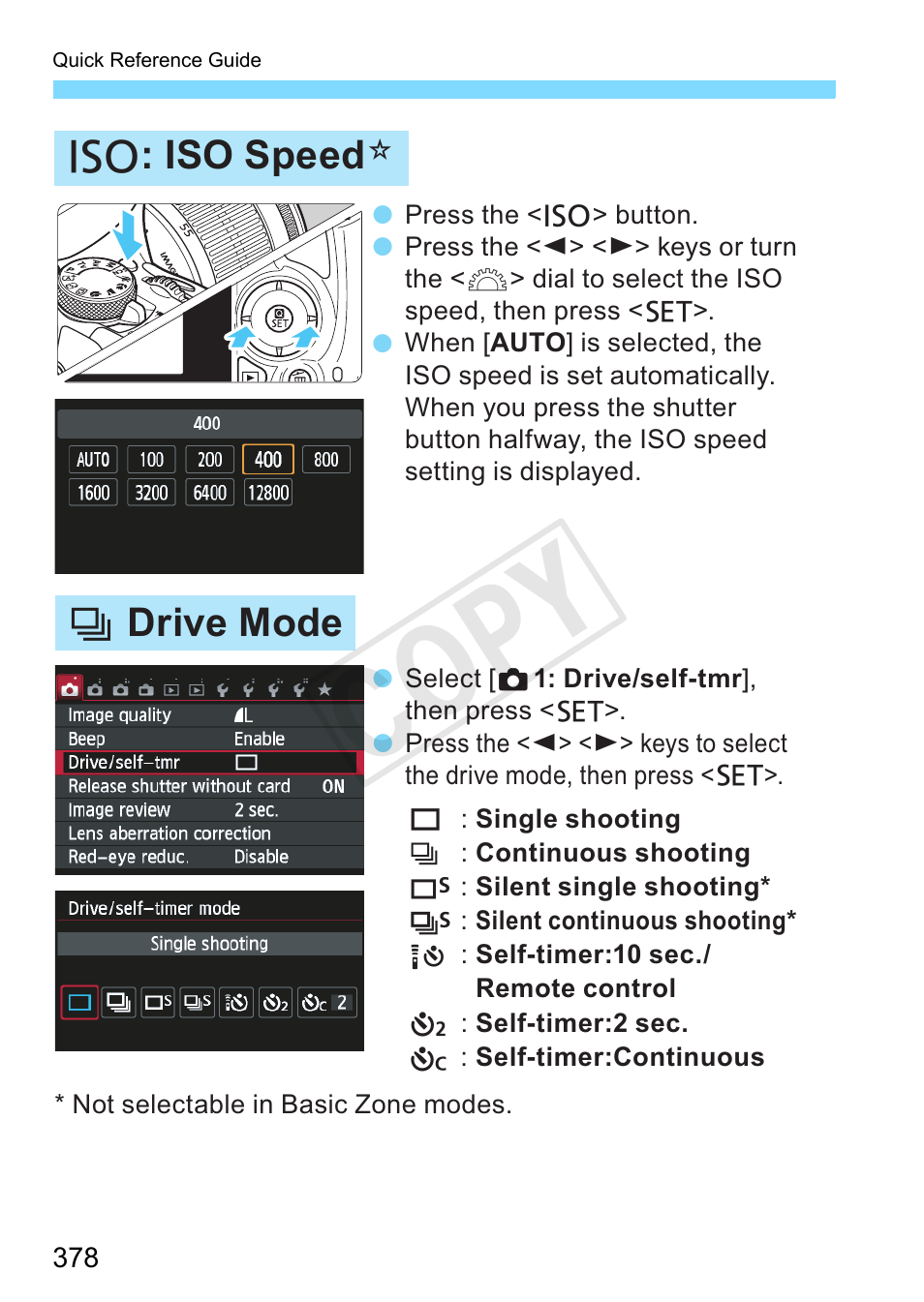 P.378, Cop y, I : iso speed n i drive mode | Canon EOS Rebel SL1 18-55mm IS STM Lens Kit User Manual | Page 378 / 388