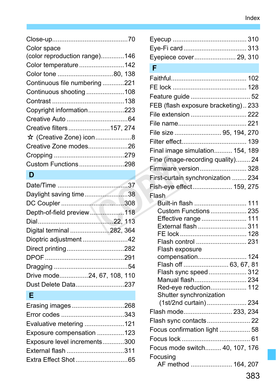 C op y | Canon EOS Rebel SL1 18-55mm IS STM Lens Kit User Manual | Page 383 / 388