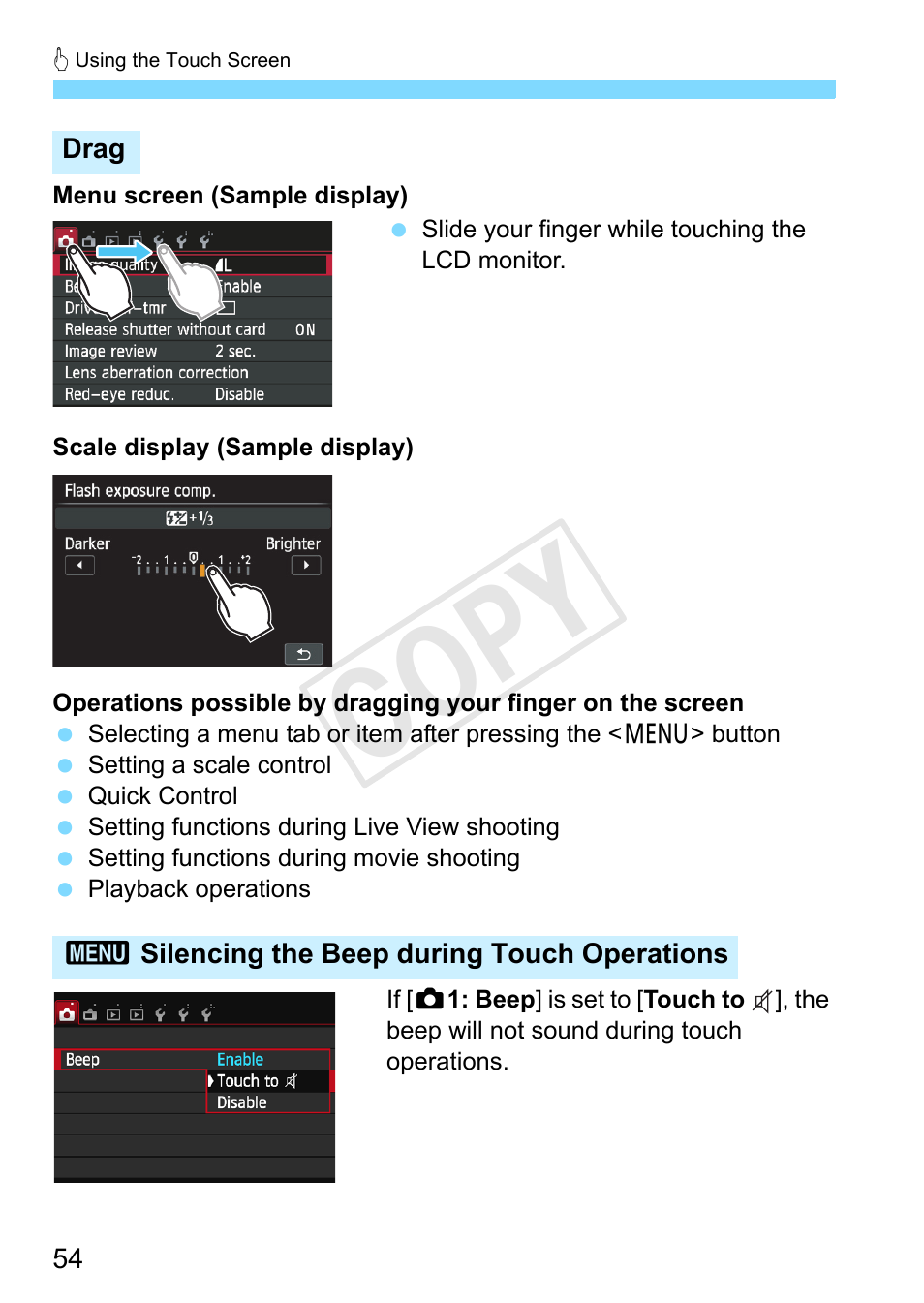 Cop y | Canon EOS Rebel SL1 18-55mm IS STM Lens Kit User Manual | Page 54 / 388