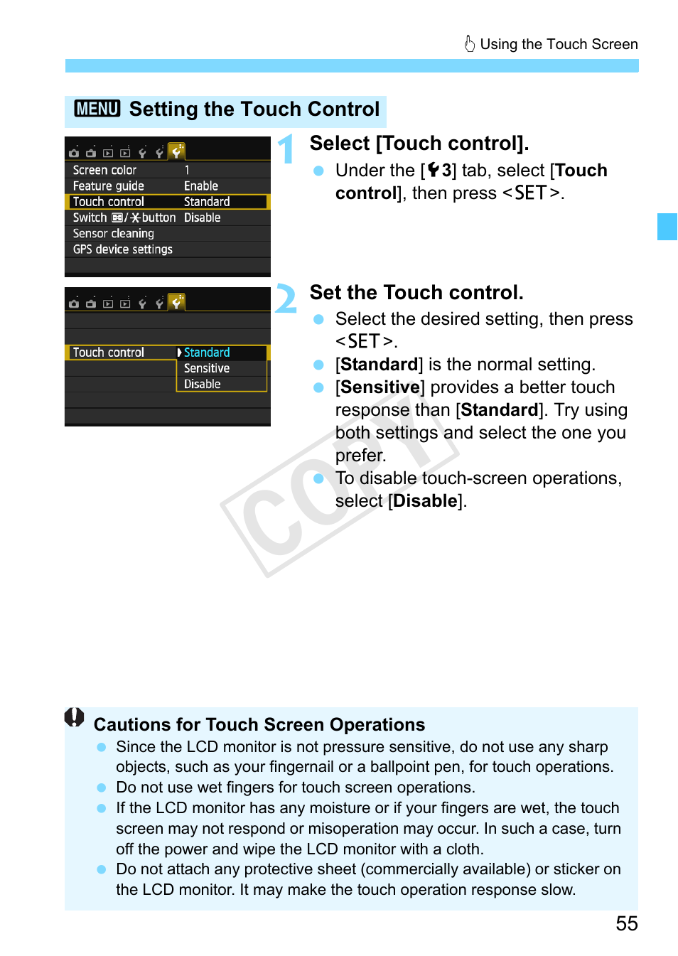 Cop y | Canon EOS Rebel SL1 18-55mm IS STM Lens Kit User Manual | Page 55 / 388