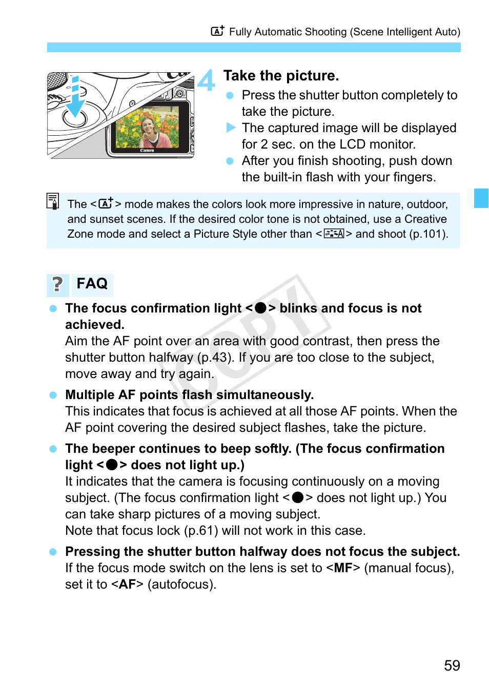 Cop y | Canon EOS Rebel SL1 18-55mm IS STM Lens Kit User Manual | Page 59 / 388