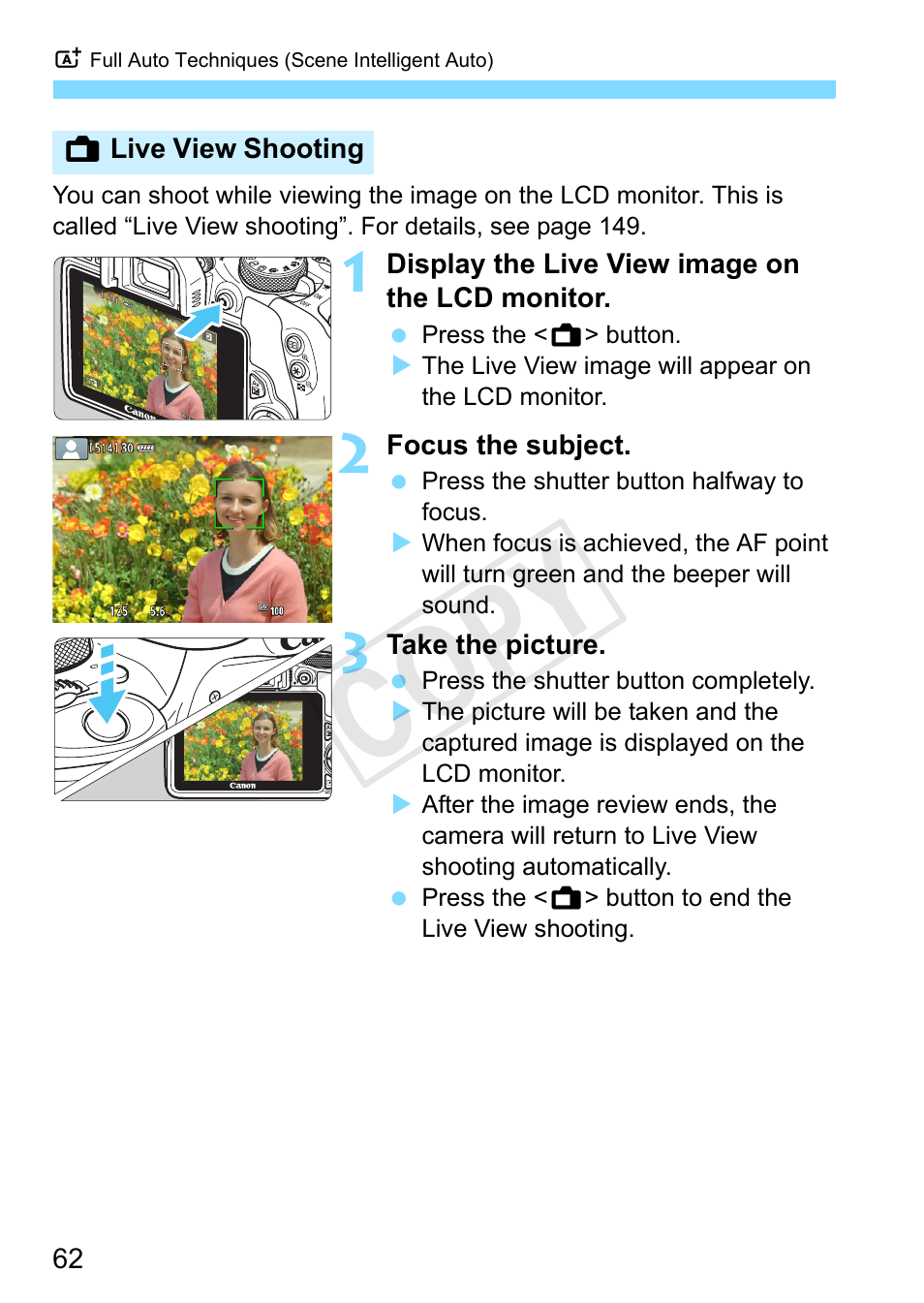 Cop y | Canon EOS Rebel SL1 18-55mm IS STM Lens Kit User Manual | Page 62 / 388