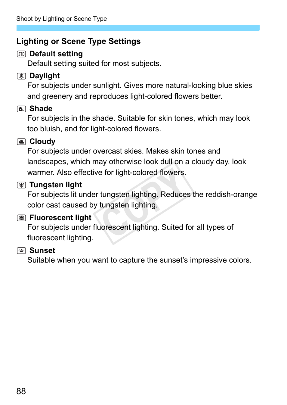 Cop y | Canon EOS Rebel SL1 18-55mm IS STM Lens Kit User Manual | Page 88 / 388