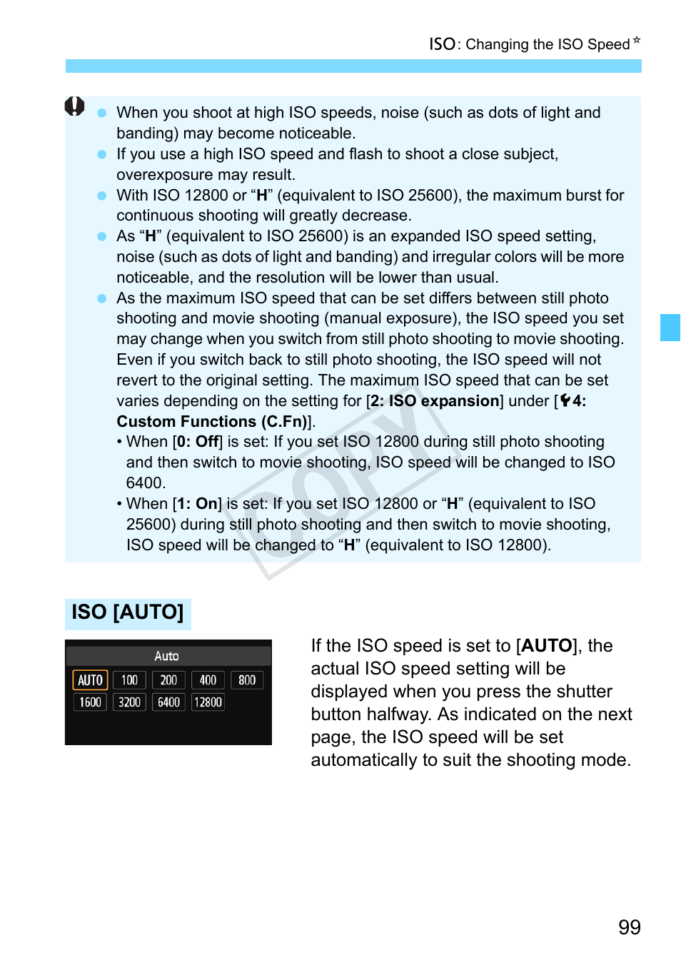 Automatically (p.99), Will be set automatically (p.99), Cop y | Canon EOS Rebel SL1 18-55mm IS STM Lens Kit User Manual | Page 99 / 388