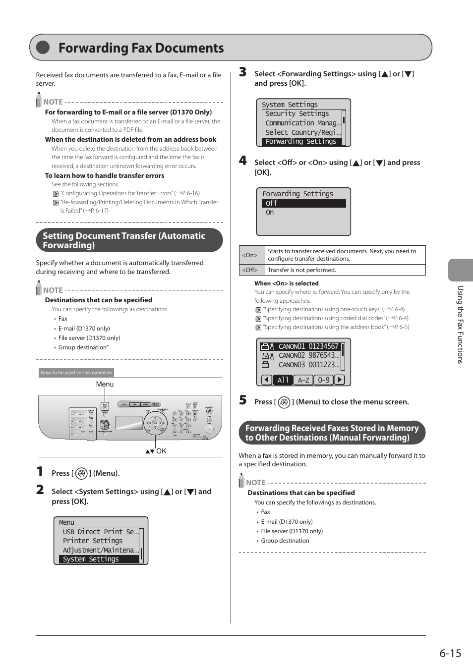 Forwarding fax documents, Setting document transfer (automatic forwarding) | Canon imageCLASS D1350 User Manual | Page 101 / 174