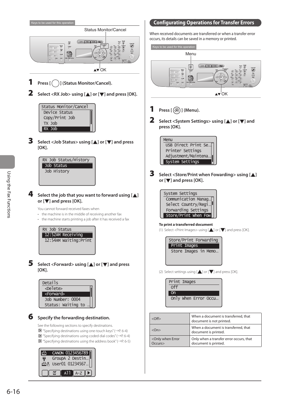 Configurating operations for transfer errors, P. 6-16) | Canon imageCLASS D1350 User Manual | Page 102 / 174
