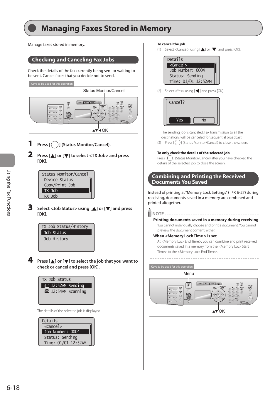 Managing faxes stored in memory, Checking and canceling fax jobs | Canon imageCLASS D1350 User Manual | Page 104 / 174